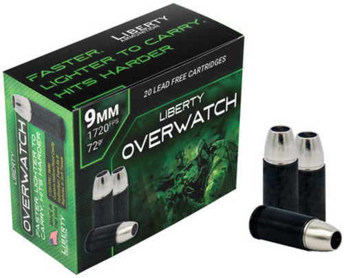 Liberty Ammo Overwatch 9mm +P 72 Grain Hollow Point 20 Rounds